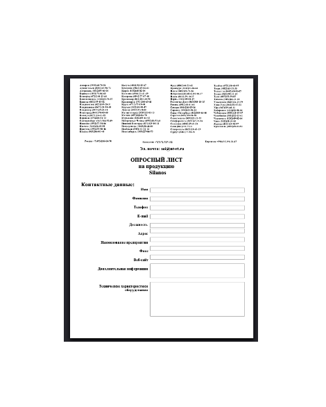 Questionnaire поставщика SILANOS